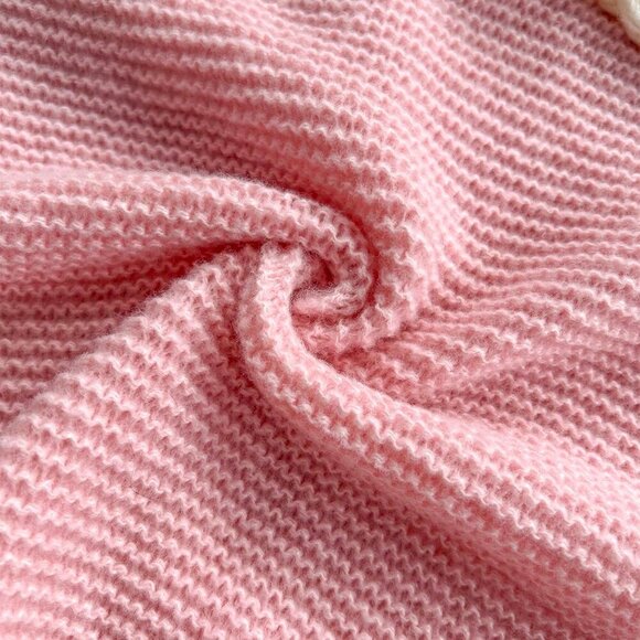 Pink Casual Women's Round Neck Bow Design Long-Sleeved Knit Sweater - Picture 9 of 10